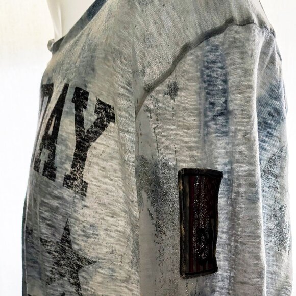 Boho-Chic French Linen Tie Dye Tunic, Sunday, sz XXL, Starry Blue Color - Picture 8 of 12